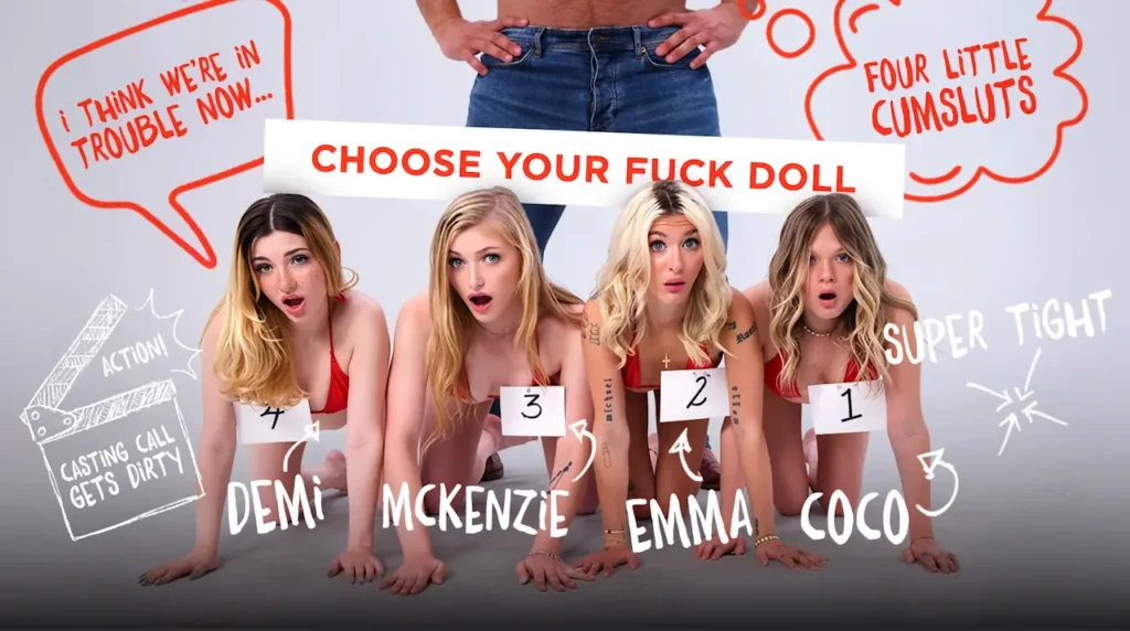 El jefe castiga con sus cuatro empleadas rubias sub español